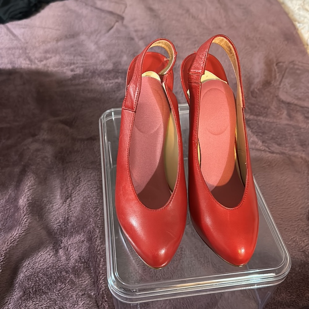 Red leather Louboutin’s.